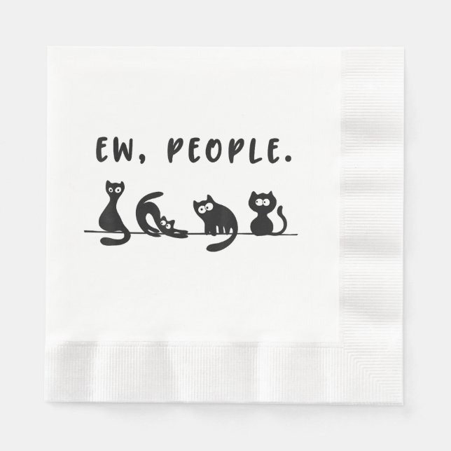 Svart kattskjorta, roliga kvinnor... nya människor pappersservett (Framsidan)