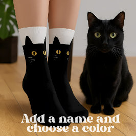 Svart kattsockel med eget namn - Cute Gift