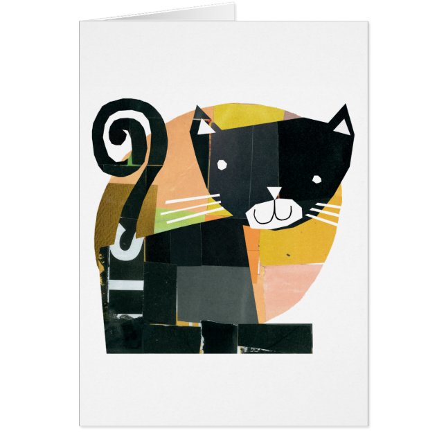 Svart kattspökar hälsningskort (Framsidan)