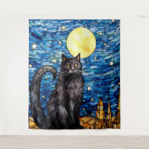 Svart kattstensfärgad glass, nattlig