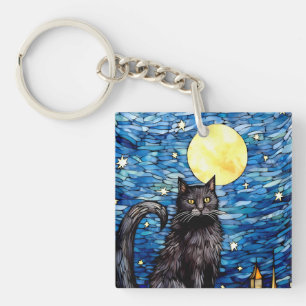 Svart kattstensfärgad glass, nattlig