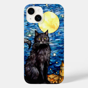 Svart kattstensfärgad glass, nattlig