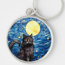 Svart kattstensfärgad glass, nattlig