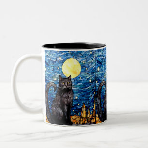 Svart kattstensfärgad glass, nattlig Två-Tonad mugg