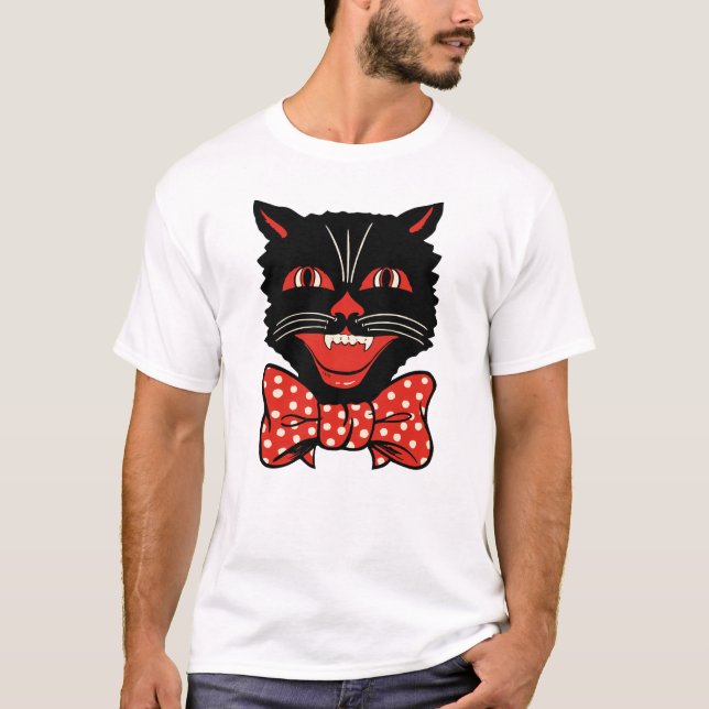 Svart kattT-tröja för vintage Tröja (Framsida)