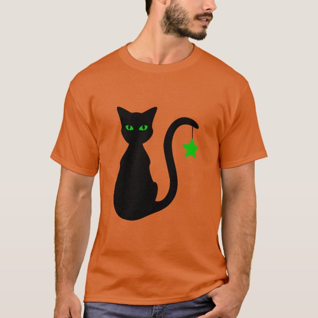 Svart kattT-tröja Tee Shirt (Framsida)