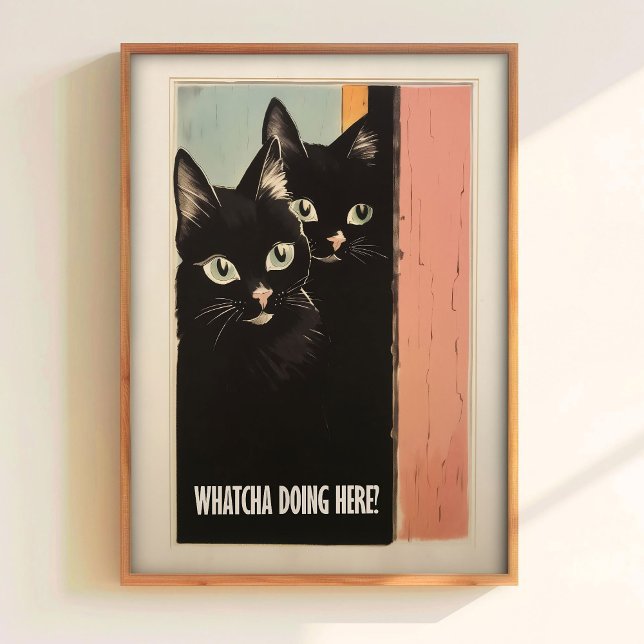 Svart Katttryck för Badrumsvägg Rolig Toalettväggs Poster (Skapare uppladdad)