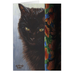 Svart kattunge för Jade vid ArtByAkiko Hälsningskort