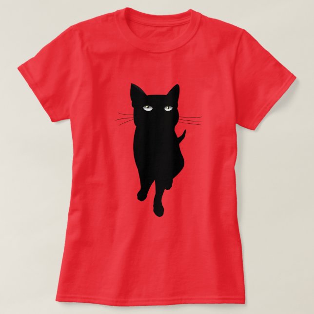 Svart kattunge gothisk katt t shirt (Design framsida)