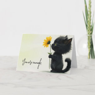 Svart Kattunge med Daisy och offert Kort