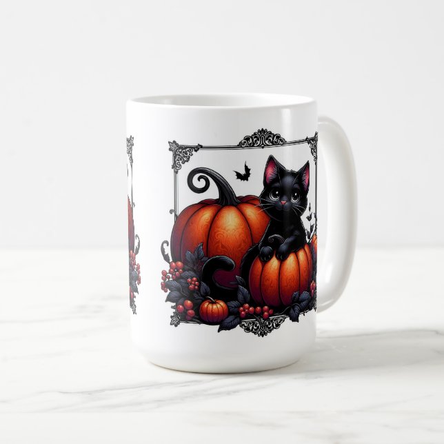 Svart kattunge med knumpor kaffemugg (Framsida höger)