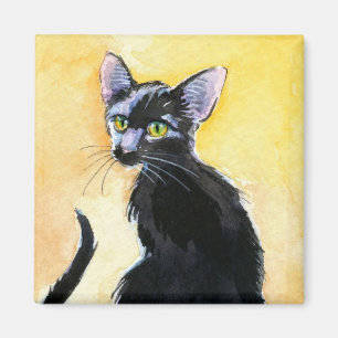Svart kattunge, orange och gult magnet