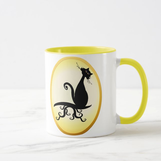 Svart kattunge som håller ögonen på dig Ovalmuggar Mugg (Höger)