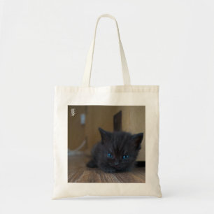 Svart kattunge tygkasse