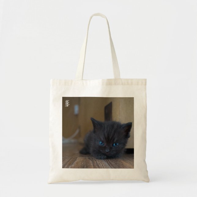 Svart kattunge tygkasse (Framsidan)