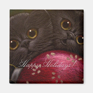 SVART KATTUNGEKATTER - HELGDAGmagnet Magnet