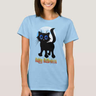 Svart kattungeskjortor för happy halloween t shirt