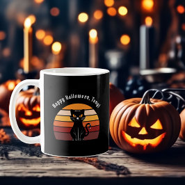 Svart kattutskrift i snyggt Happy halloween Kaffemugg