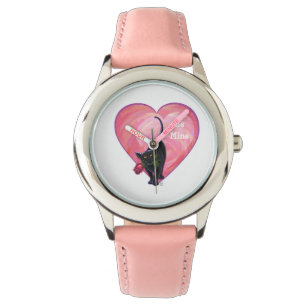 Svart kattvalentin dag armbandsur