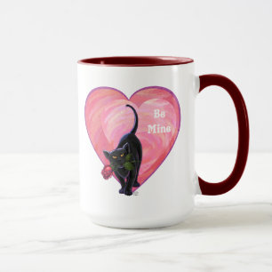 Svart kattvalentin dag mugg