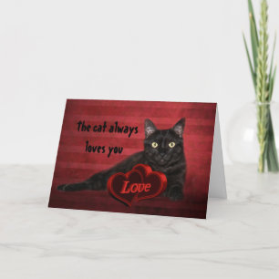 Svart kattvalentin helgkort