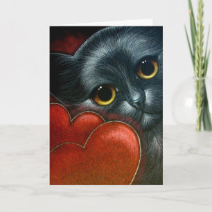 SVART KATTVALENTINkort Helgkort