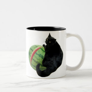 Svart kattvattenmelonmugg Två-Tonad mugg