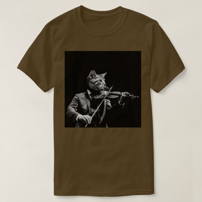 svart kattviolin t shirt (Design framsida)