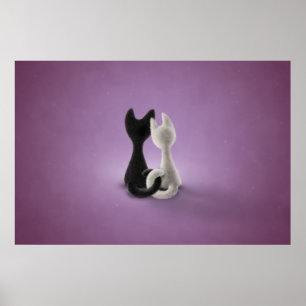 Svart kattvitkatt (färg 4) poster