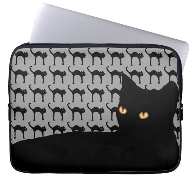 svart katzen laptop sleeve (Framsidan)