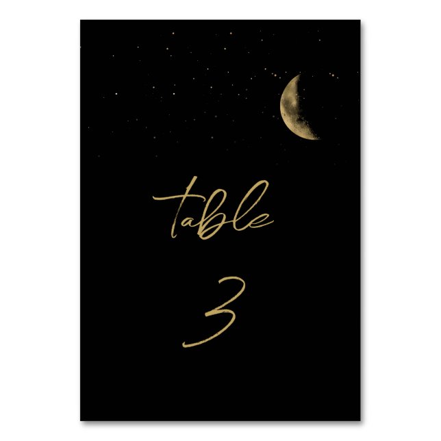 Svart kelestial Bröllop Bordsnummer-tecken Bordsnummer (Framsidan)