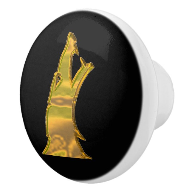 Svart keramisk knopp av gyllene Varg (Höger)