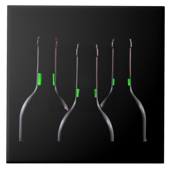 Svart keramiskt plattor i vin Flaskor Kakelplatta (Framsidan)