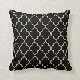 Svart & Khaki  Quatrefoil-design Kudde
