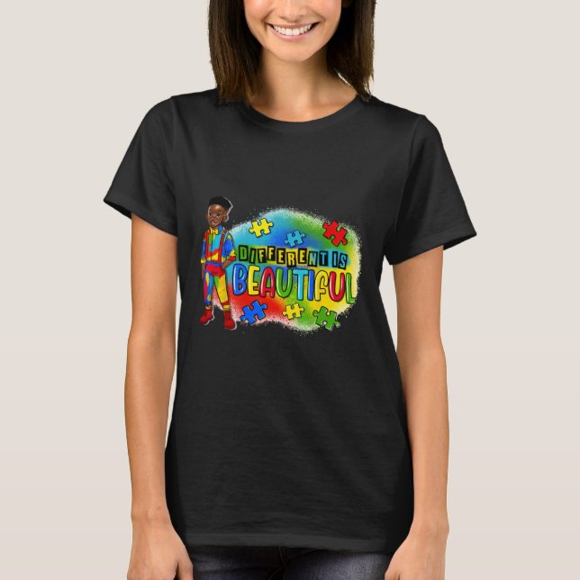 Svart Kid Autism är en annan vacker Autism Awa T Shirt (Framsida)