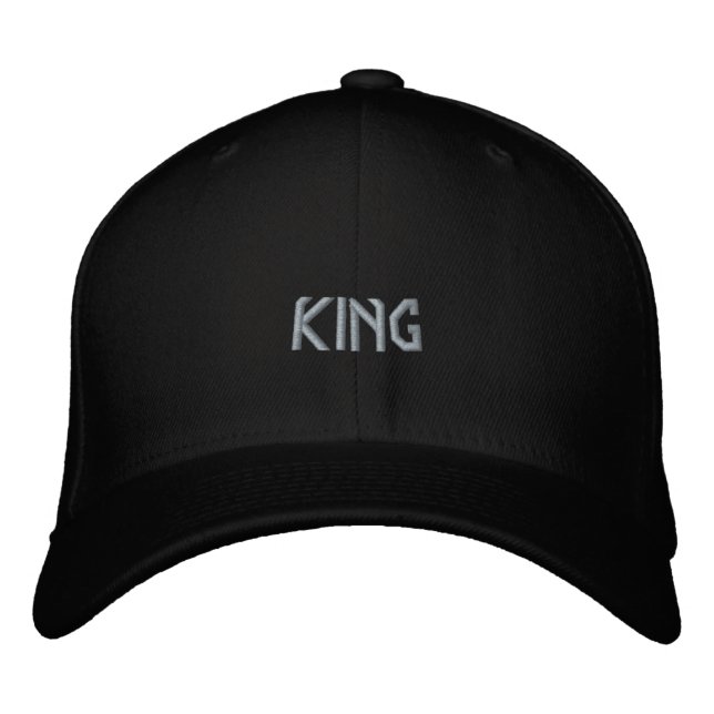 Svart KING Namn Tryckt Flexfit Ull Trucker Fit  Broderad Keps (Framsida)