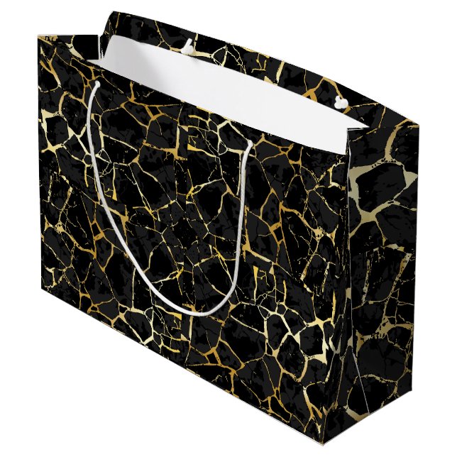 Svart Kintsugi Guldåder  (Baksidan Vinklad)