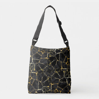 Svart Kintsugi Guldåder  Axelväska