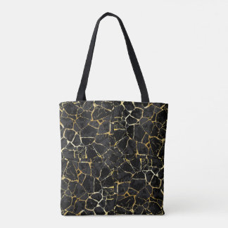 Svart Kintsugi Guldåder  Tygkasse