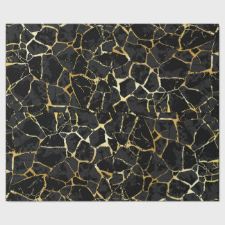 Svart Kintsugi Guldådring Inpackningspapper Presentpapper