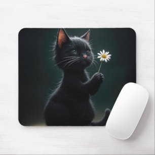 Svart Kitten med vit Daisy Musmatta