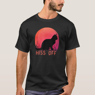Svart Kitty Fysar På Mig Meow Retro Solnedgång Sti T Shirt