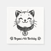 Svart Kitty Katt Kattunge Födelsedagsfest