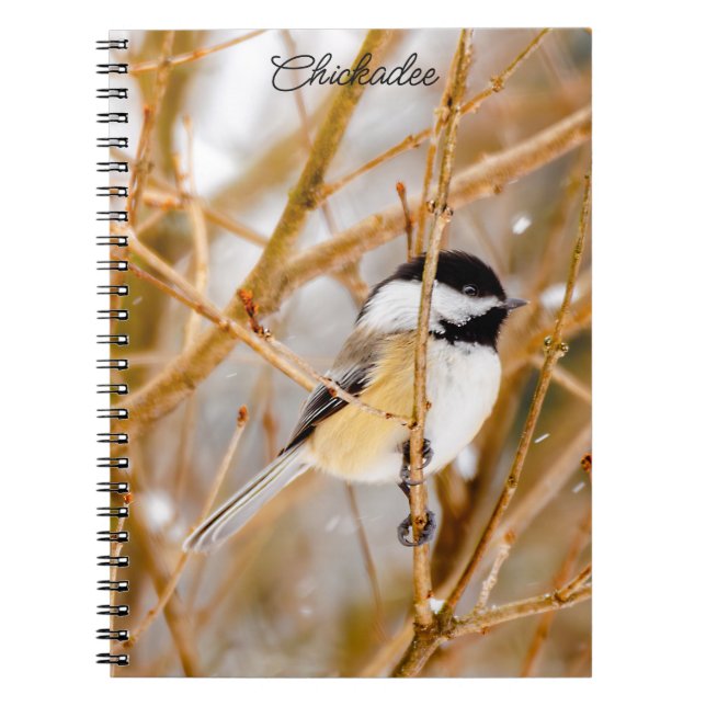 Svart-klädd chickadee - originalfoto anteckningsbok (Framsidan)