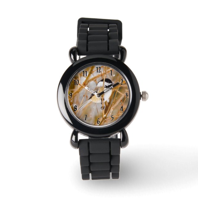 Svart-klädd chickadee - originalfoto armbandsur (Framsida)