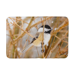 Svart-klädd chickadee - originalfoto badrumsmatta