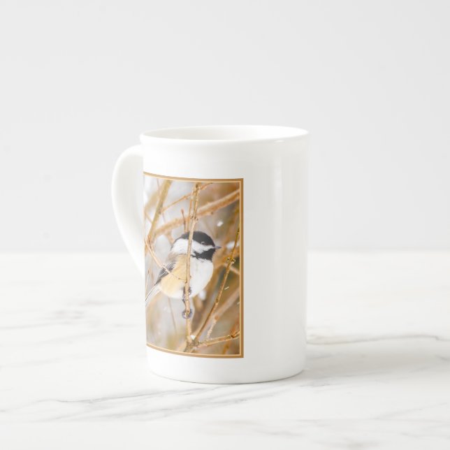 Svart-klädd chickadee - originalfoto benporslin mugg (Framsida vänster)