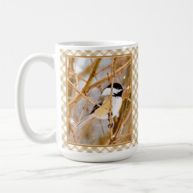 Svart-klädd chickadee - originalfoto kaffemugg (Vänster)