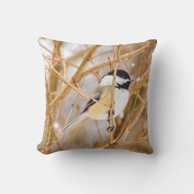 Svart-klädd chickadee - originalfoto kudde (Framsida)