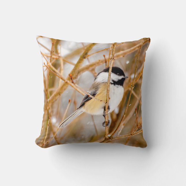Svart-klädd chickadee - originalfoto kudde (Framsida)
